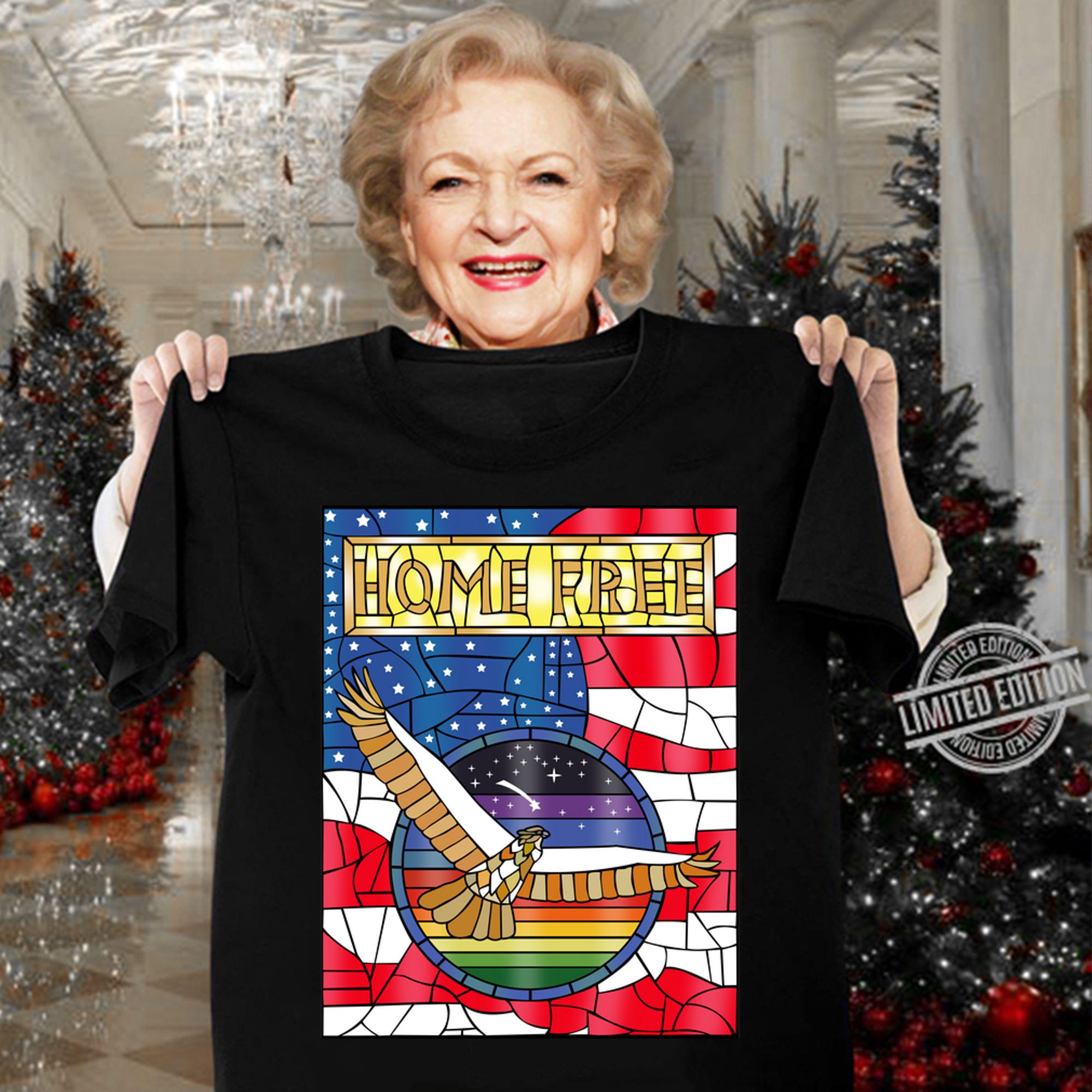 Home Free Stained Glass Comfort Eagle American Flag Independence Day t-shirt woman shirt