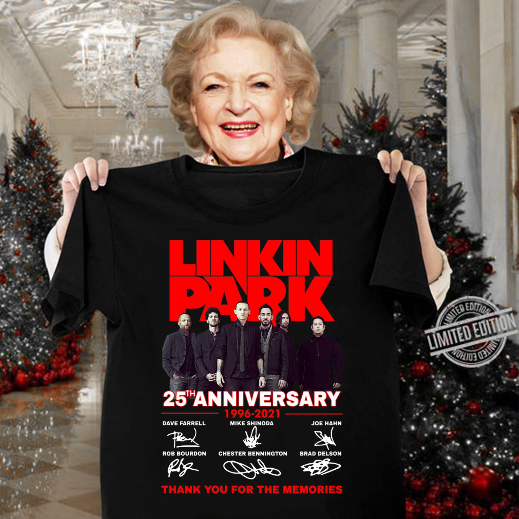 Linkin Park 25th Anniversary 1996 2021 Thank You For The Memories Signatures t-shirt woman shirt