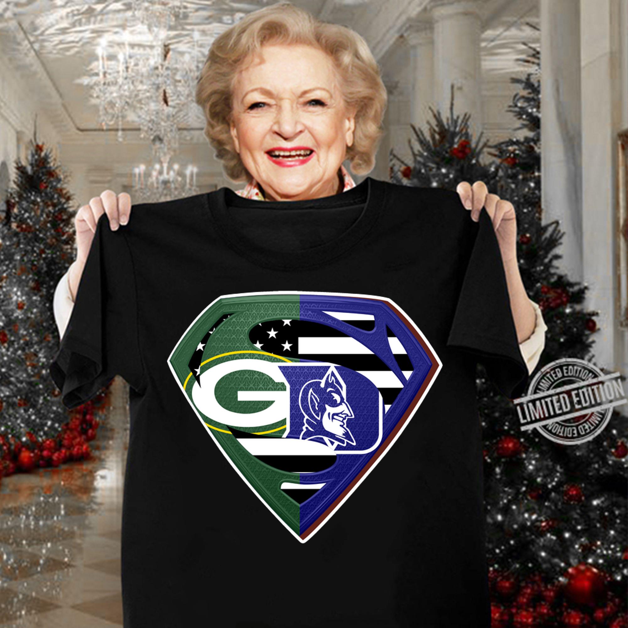 Hot Superman Green Bay Packers and Duke Blue Devils t-shirt woman shirt