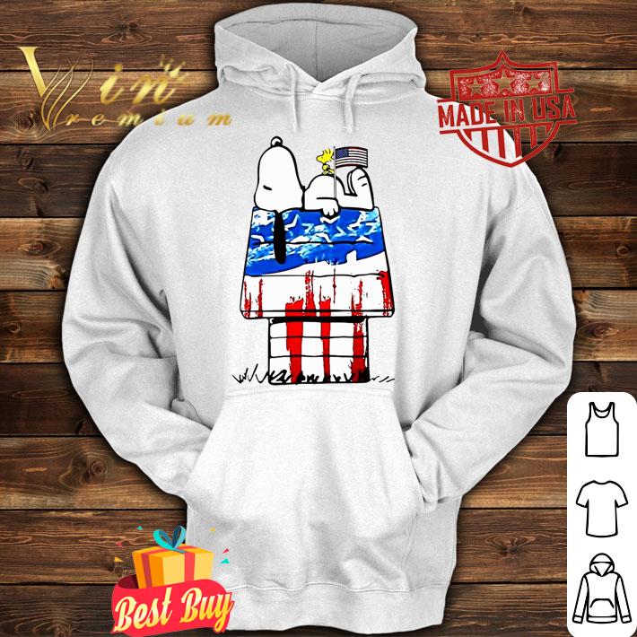 Snoopy And Woodstock Sleeping House American Flag Independence Day t-shirt hoodie