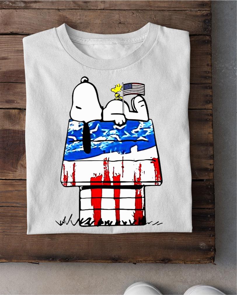 Snoopy And Woodstock Sleeping House American Flag Independence Day t-shirt shirt