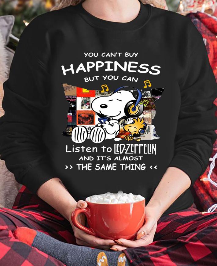 Top Snoopy And Woodstock You Can’t Buy Happiness But You Can Listen To Led-zeppelin t-shirt sweatshirt
