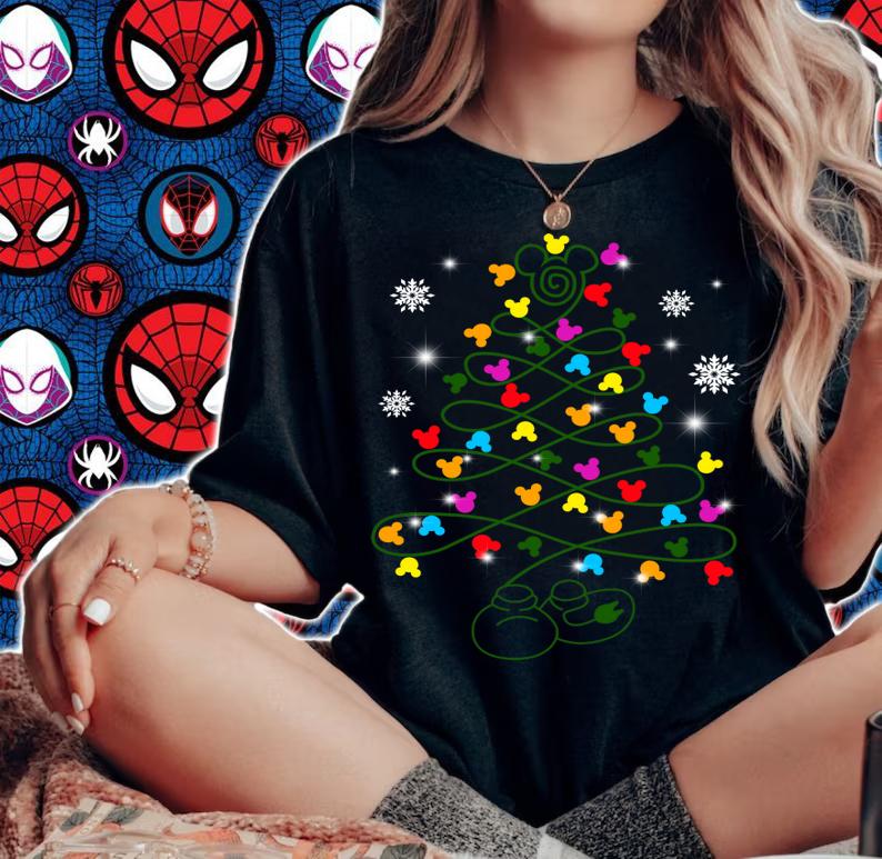 Mickey mouse Christmas tree t-shirt woman shirt