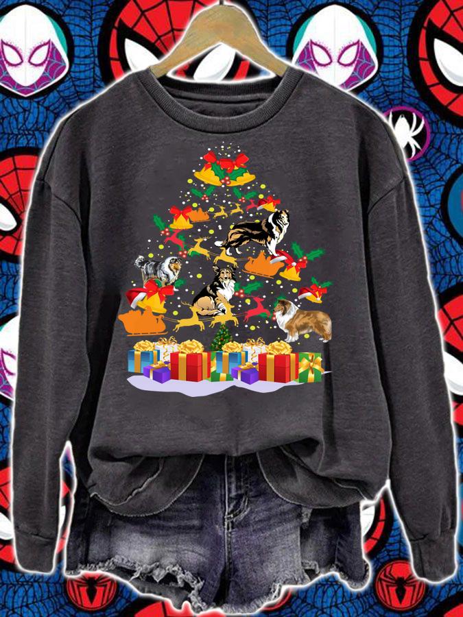 Rough Collie Christmas Tree Funny Rough Collie Lovers t-shirt sweatshirt