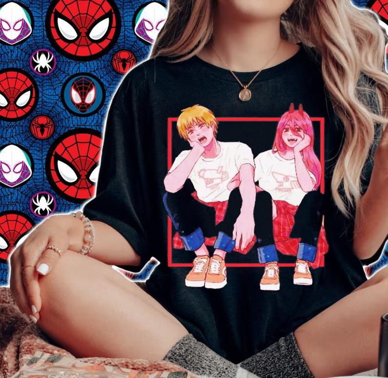 Anime Denji And Power Chainsaw Man t-shirt woman shirt