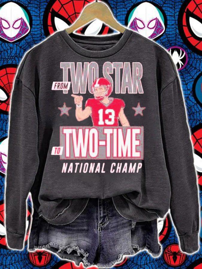 From Two Star To Two-Time National Champ Georgia College Shirt t-shirt sweatshirt