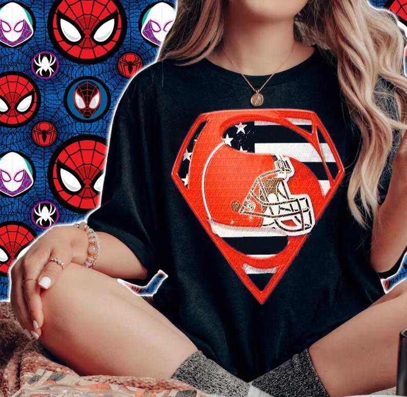 Cleveland Browns Superman American Flag The 4th Of July Shirt t-shirt woman shirt