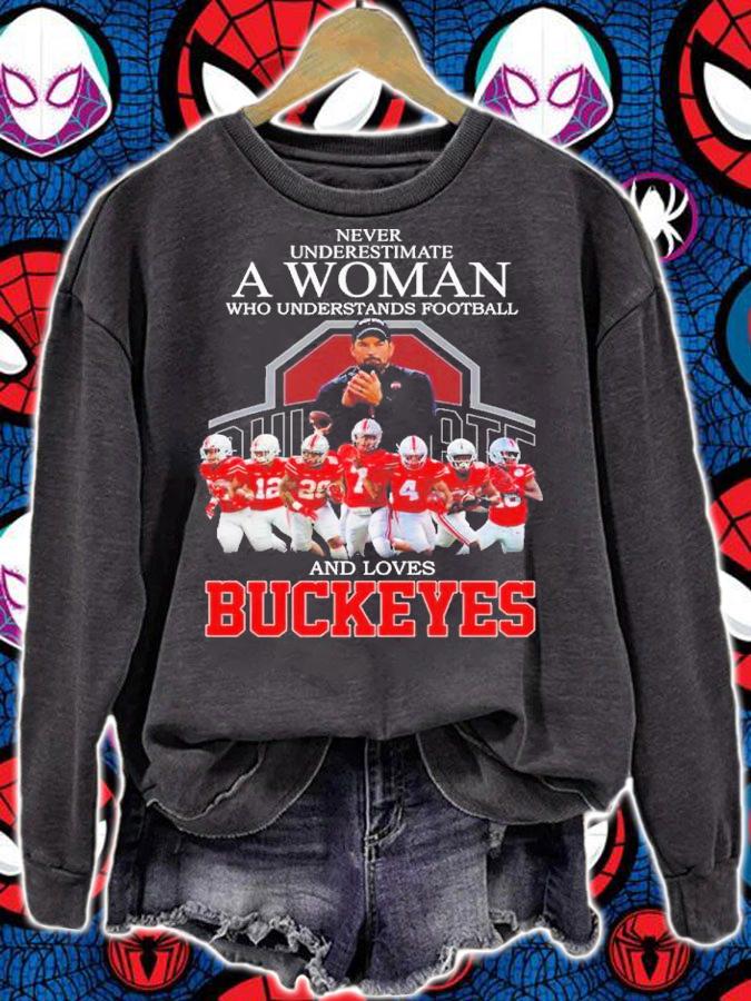 Never Underestimate A Woman Who Understand Football And Loves Ohio State Buckeyes Shirt t-shirt