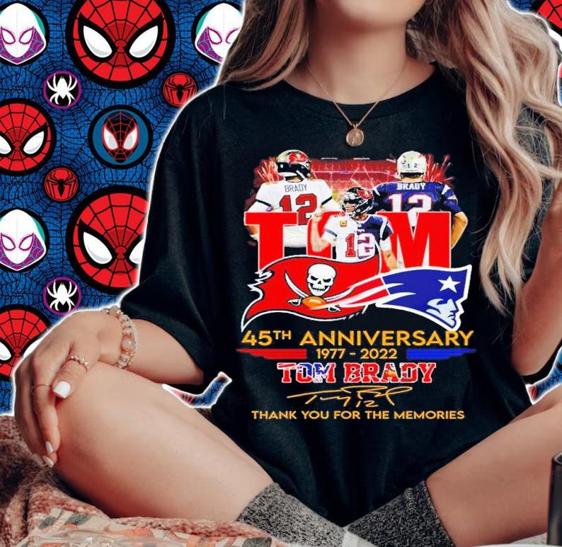 Tom 45th Anniversary 1977-2022 Tom Brady Signatures Thank You For The Memories t-shirt