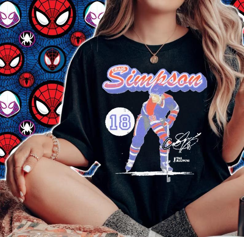 Craig Simpson Edmonton Retro Script Hockey Signatures Shirt t-shirt