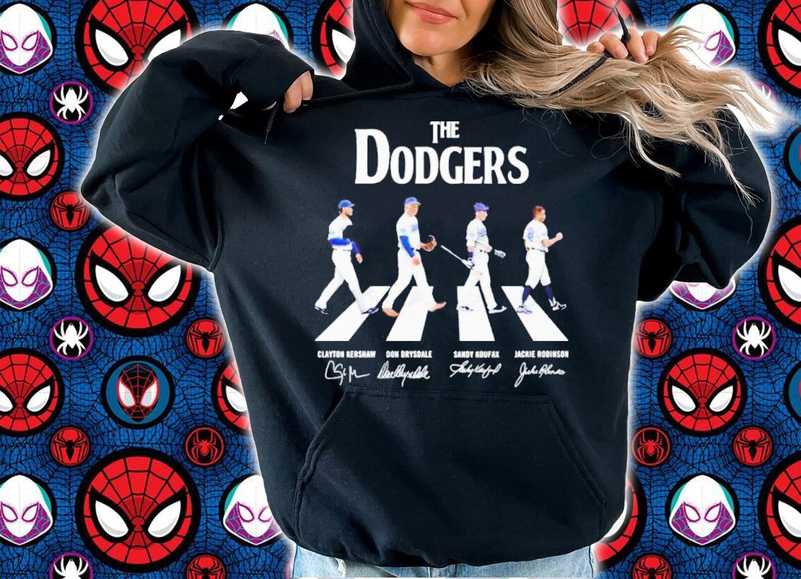 The Dodgers Clayton Kershaw Don Drysdale Sandy Koufax And Jackie Robinson Abbey Road Signatures Shirt t-shirt
