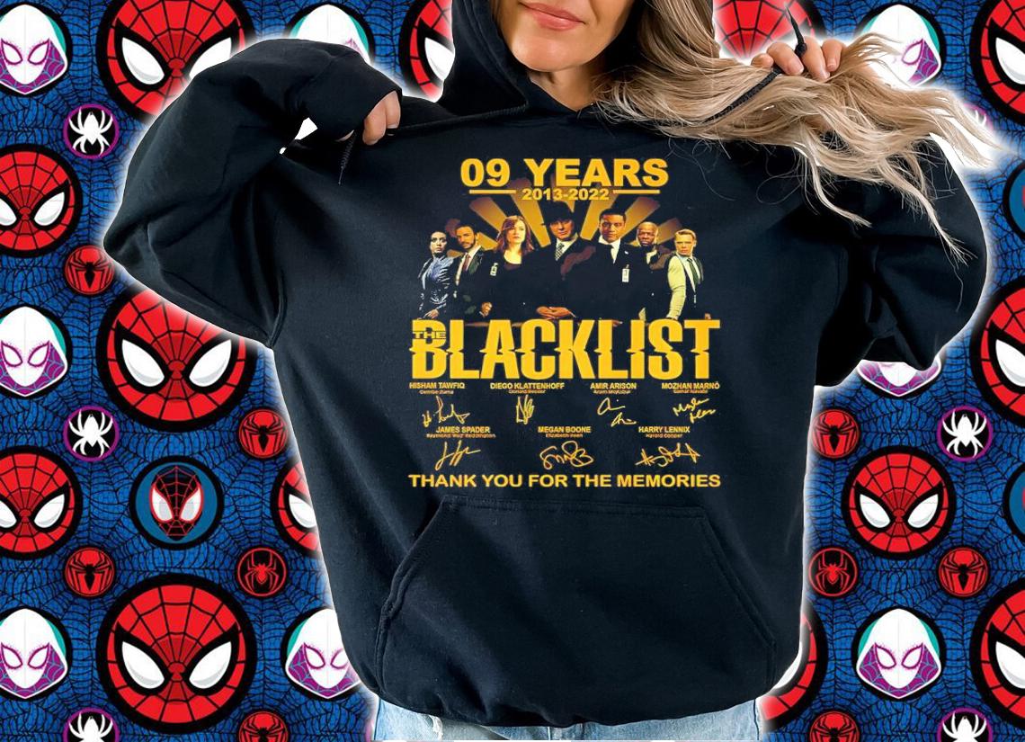 09 Years 2013-2022 The Blacklist Signatures Thank You For The Memories Shirt t-shirt hoodie