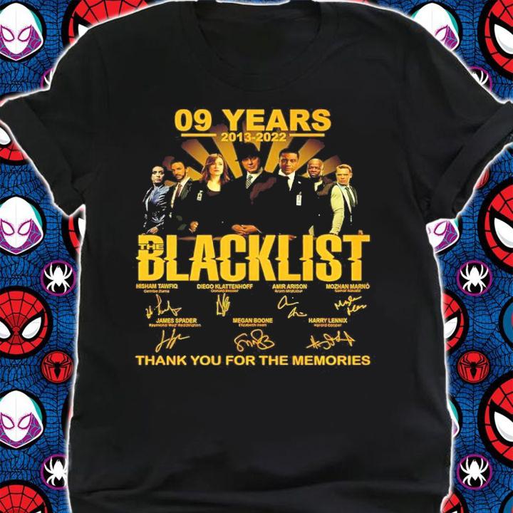 09 Years 2013-2022 The Blacklist Signatures Thank You For The Memories Shirt t-shirt shirt