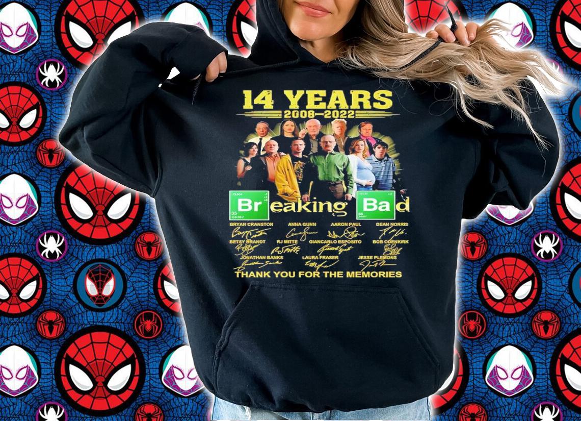 14 Years 2008-2022 Breaking Bad Signatures Thank You For The Memories Shirt t-shirt
