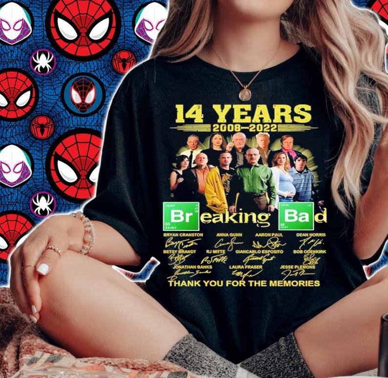 14 Years 2008-2022 Breaking Bad Signatures Thank You For The Memories Shirt t-shirt
