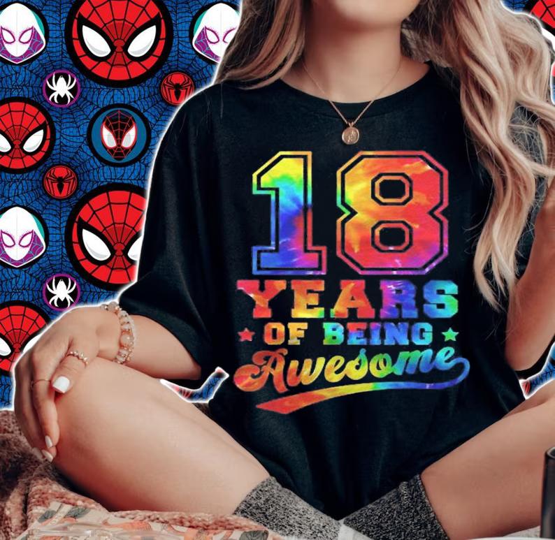 18 Years Old 18Th Birthday Tie Dye Awesome Boys Girls Shirt t-shirt