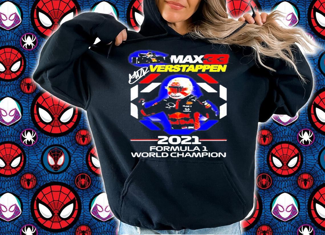 33 Max Verstappen 2021 Formula One World Champion Signatures T-Shirt t-shirt hoodie