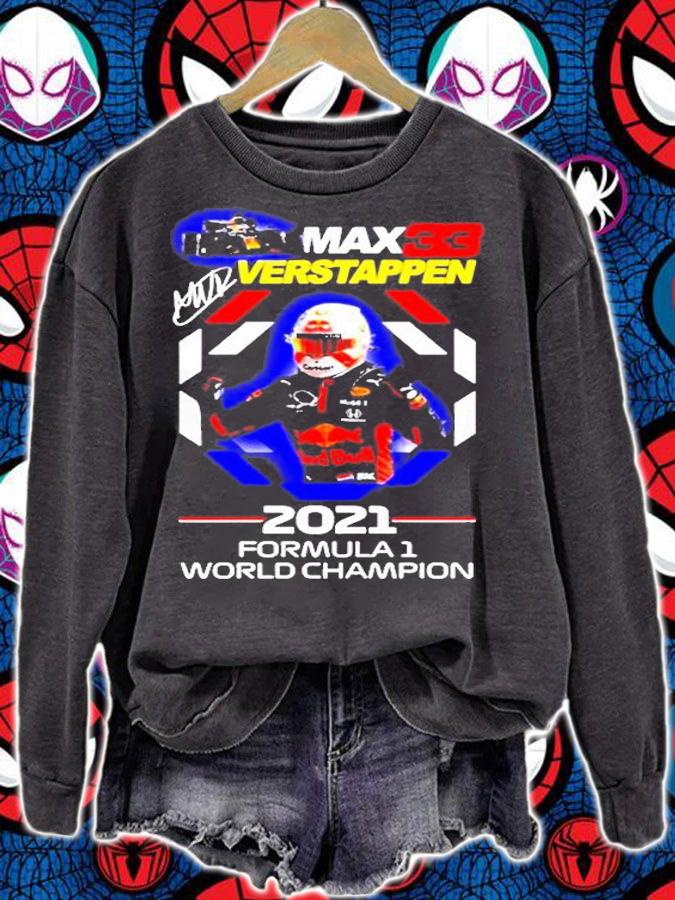 33 Max Verstappen 2021 Formula One World Champion Signatures T-Shirt t-shirt sweatshirt