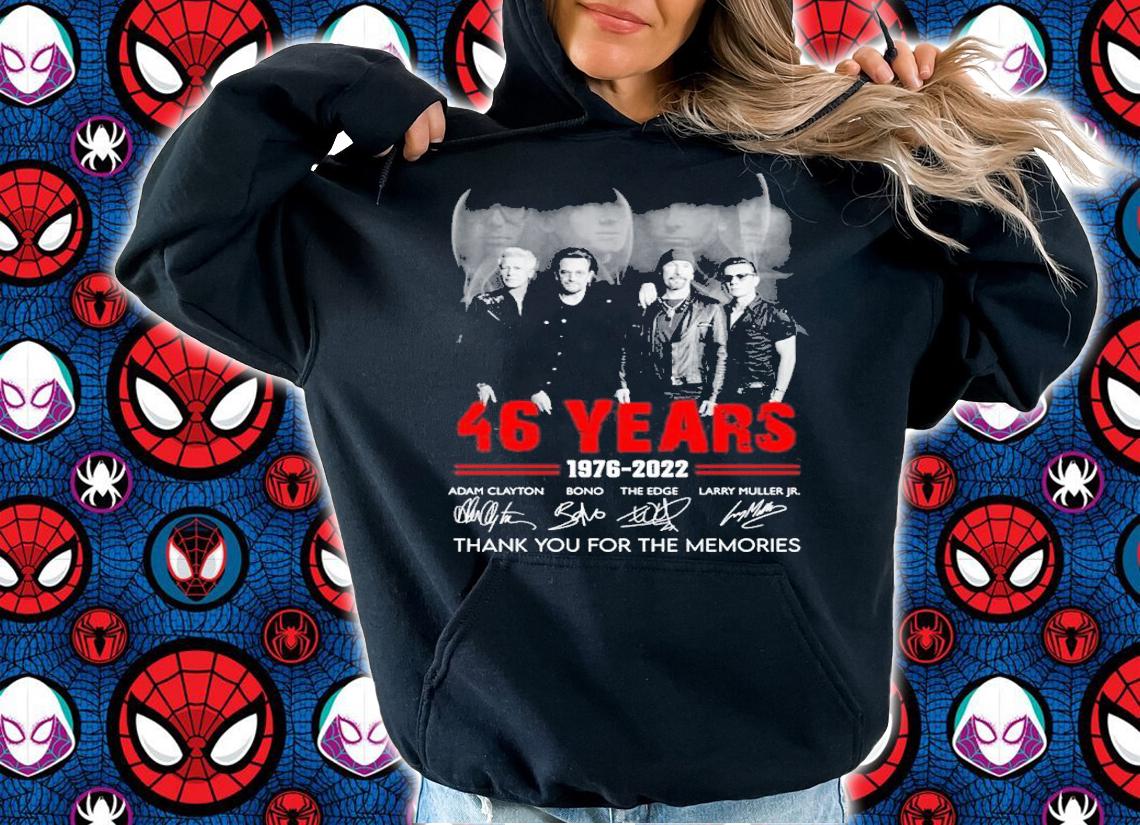 46 years 1976-2022 signatures Adam Clayton Bono The Edge Larry Muller Jr shirt t-shirt