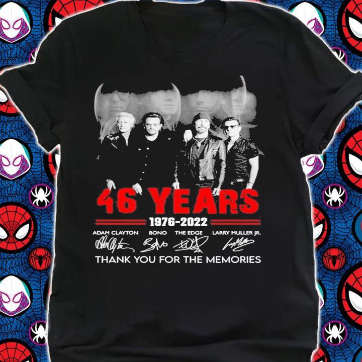 46 years 1976-2022 signatures Adam Clayton Bono The Edge Larry Muller Jr shirt t-shirt