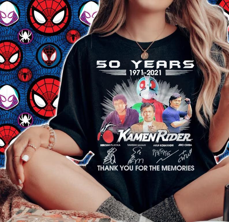 50 Years 1971-2021 Kamen Rider Signatures Thank You For The Memories Shirt t-shirt