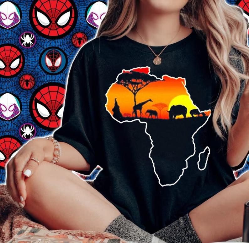 African Animals Safari Africa Map T-Shirt t-shirt woman shirt