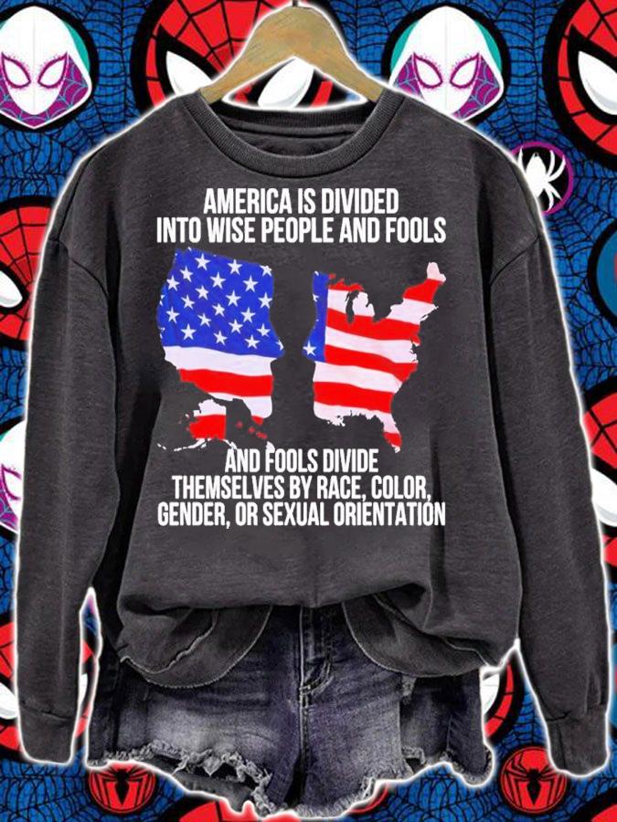 America is divided into wise people and fools and fools divide shirt t-shirt