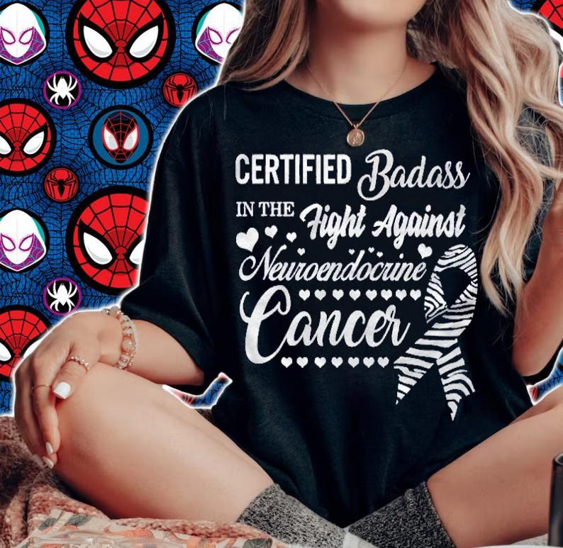 Badass Neuroendocrine Cancer Awareness Net Zebra Ribbon Gift shirt t-shirt