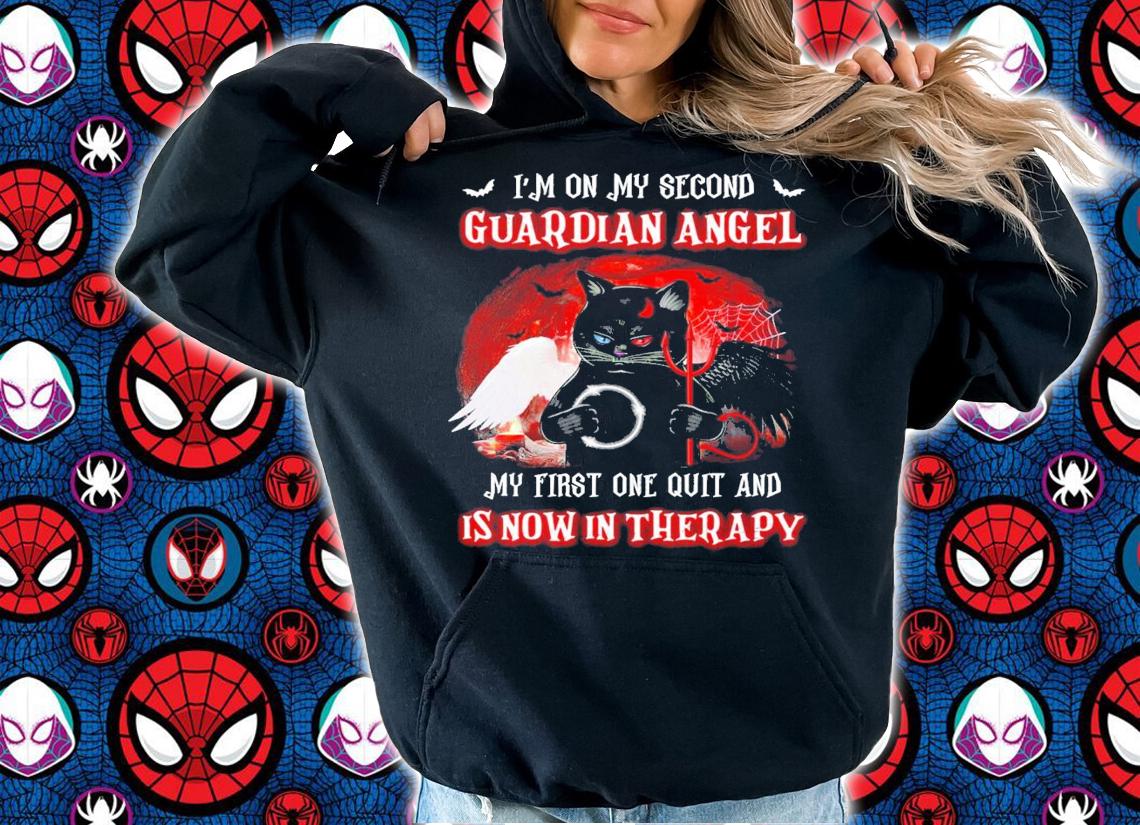 Cat Second Angel I'm on my second Guardian Angel Halloween shirt t-shirt hoodie
