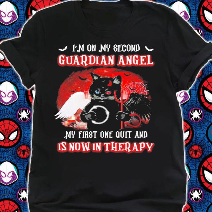 Cat Second Angel I'm on my second Guardian Angel Halloween shirt t-shirt shirt
