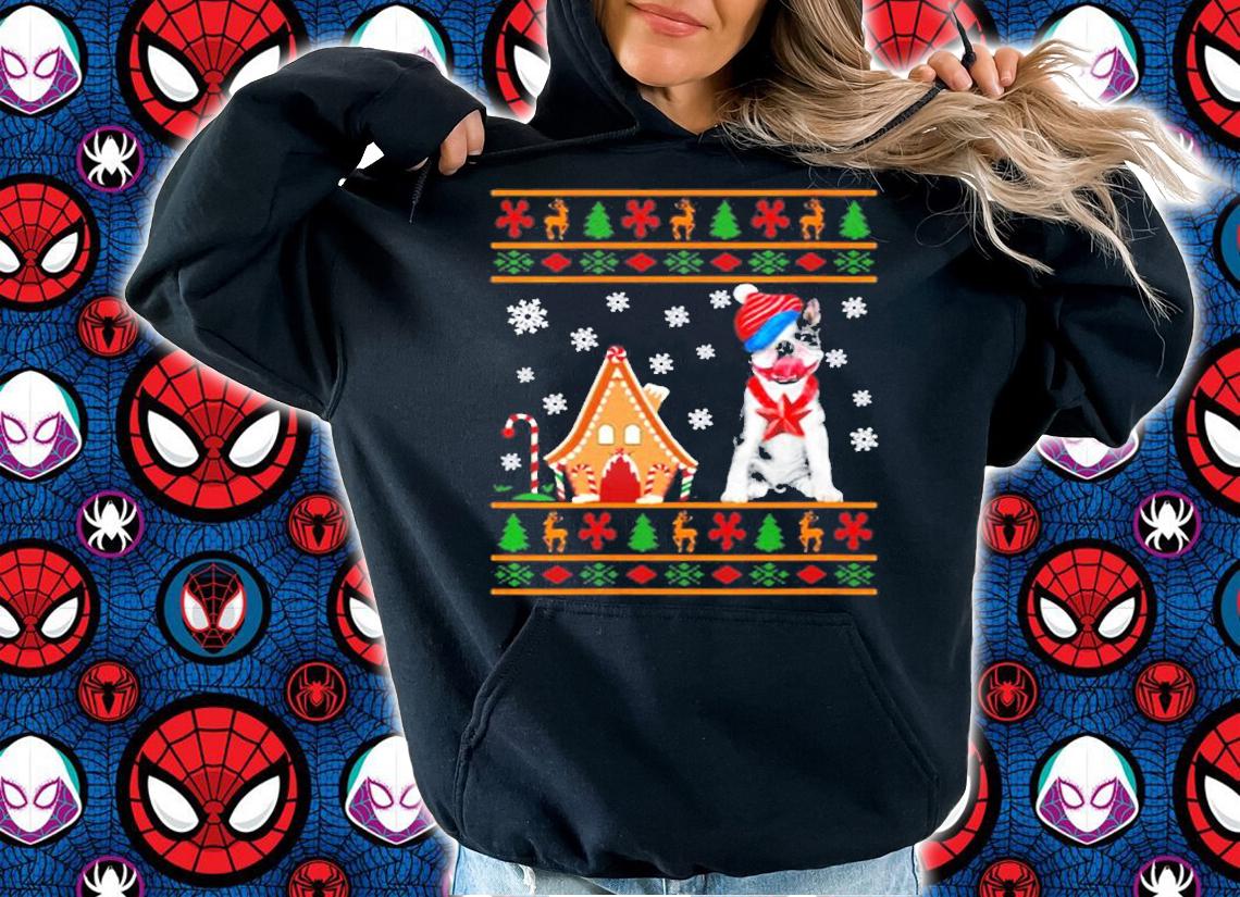 Ugly Sweater Christmas Boston Terrier Santa Hat Reindeers T-Shirt t-shirt