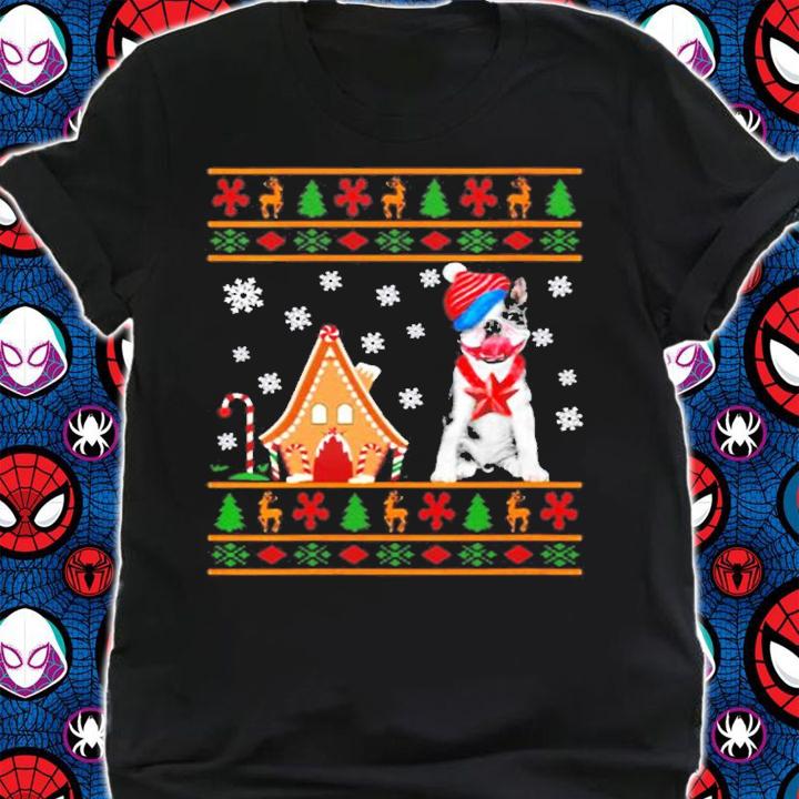 Ugly Sweater Christmas Boston Terrier Santa Hat Reindeers T-Shirt t-shirt