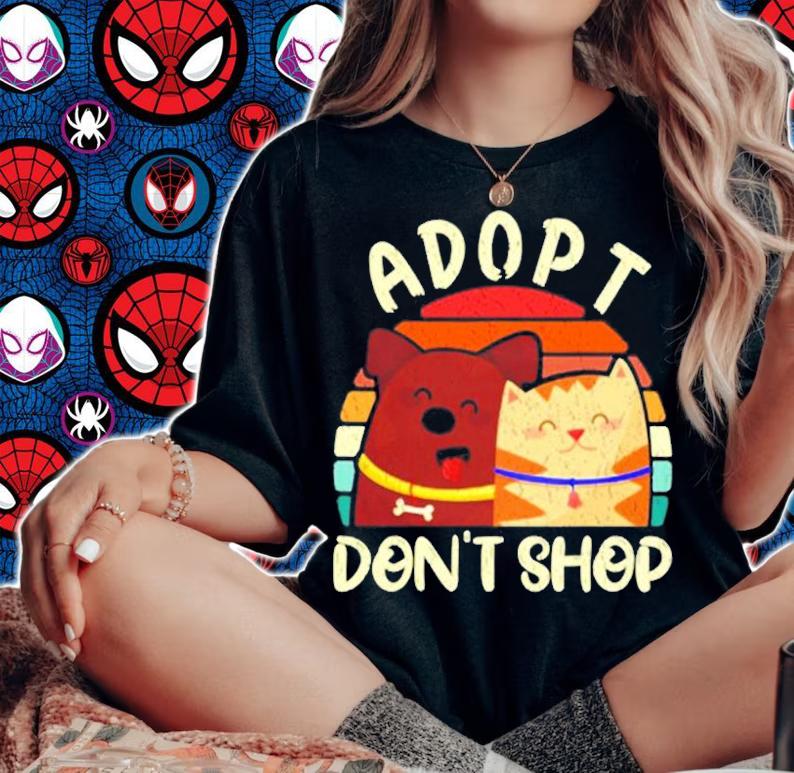 Vintage Adopt Dont Shop Adoption For Pet Cat And Dog Lovers T-Shirt t-shirt