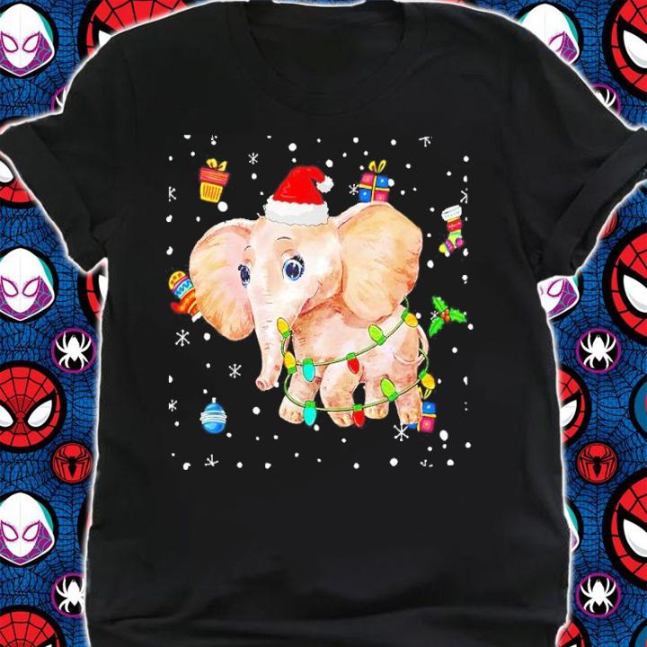 Christmas Elephants Funny Santa Hat Lights Decorations Gifts shirt t-shirt shirt