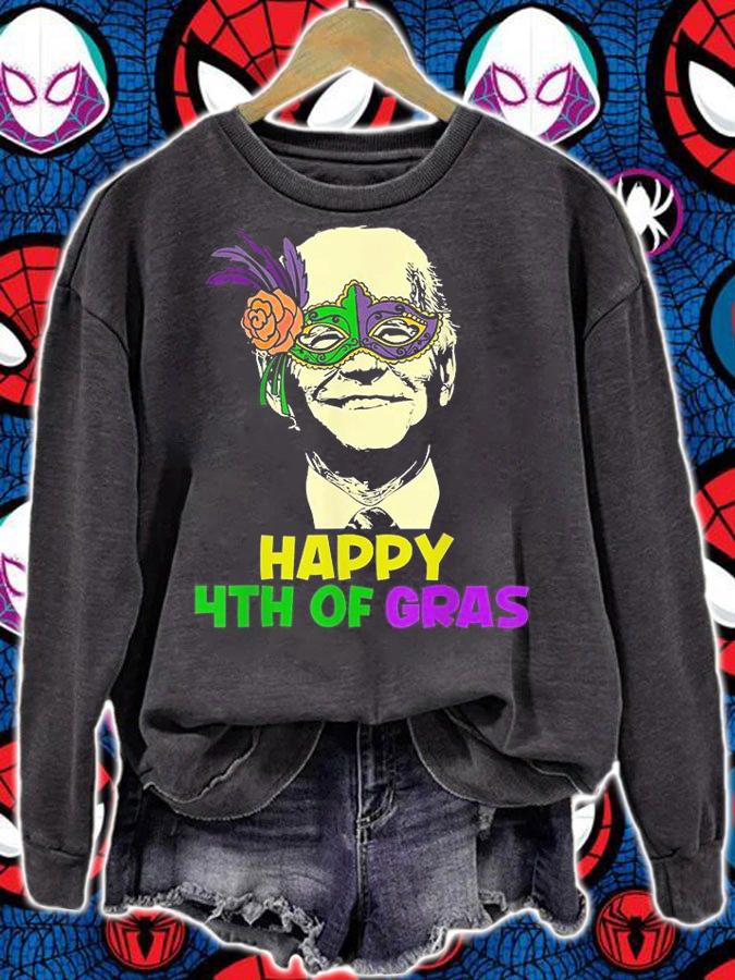Happy Mardi Gras Joe Biden Funny Sarcastic 4th Of Gras T-Shirt t-shirt sweatshirt
