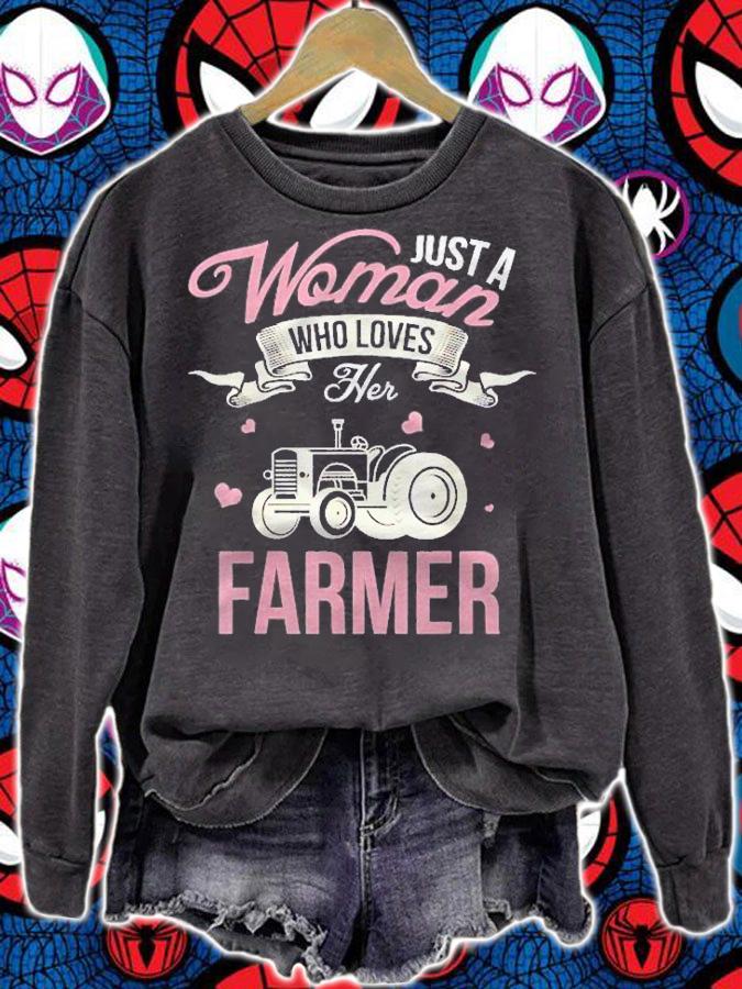 Just A Woman Who Loves Her Farmer Husband Gift Wife Present Shirt t-shirt sweatshirt
