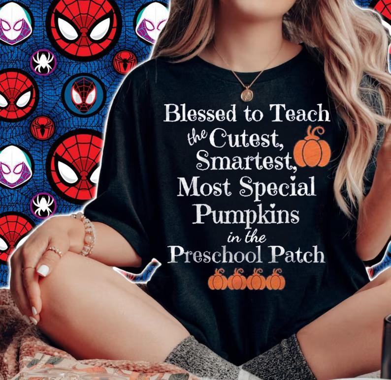 Preschool Teacher Cutest Pumpkins Halloween Thanksgiving Shirt t-shirt woman shirt