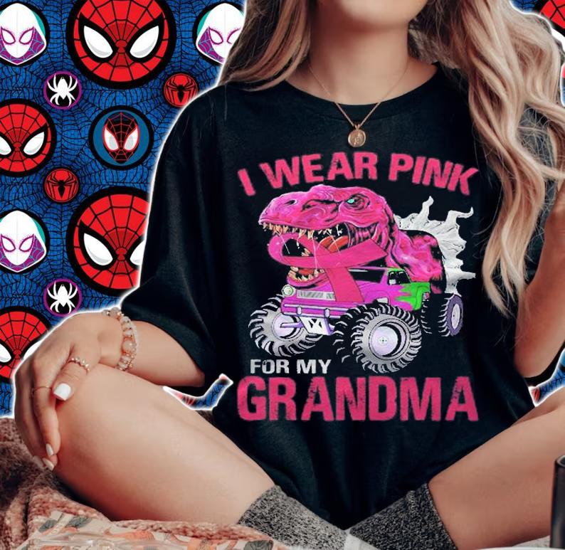 I Wear Pink For My Grandma Breast Cancer Dinosaur Shirt t-shirt