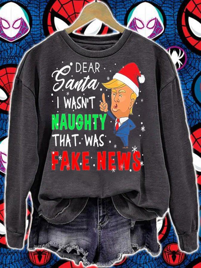 Trump Christmas Pajamas Dear Santa I Wasn't Naughty That Was Fake News T-Shirt t-shirt sweatshirt