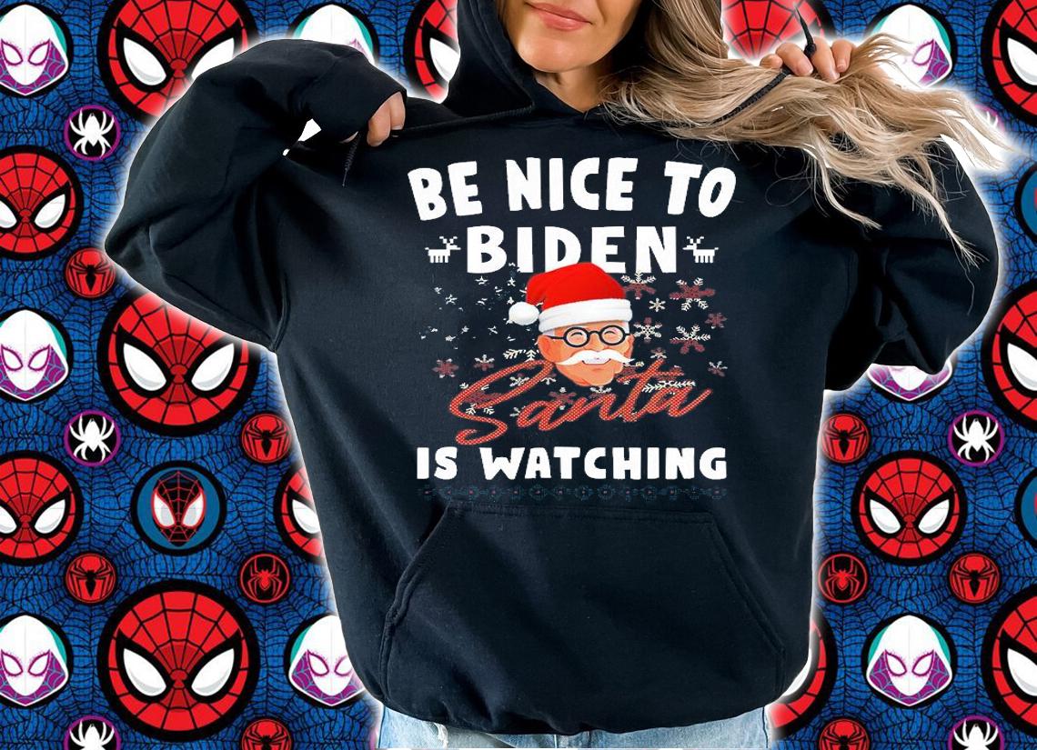 Santa Joe Biden Christmas Be Nice To Biden Santa Is Watching T-Shirt t-shirt hoodie