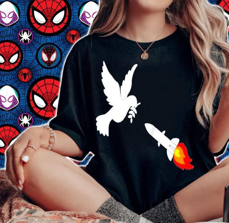The End Of Peace Bird Peace And Rocket Art T-Shirt t-shirt woman shirt