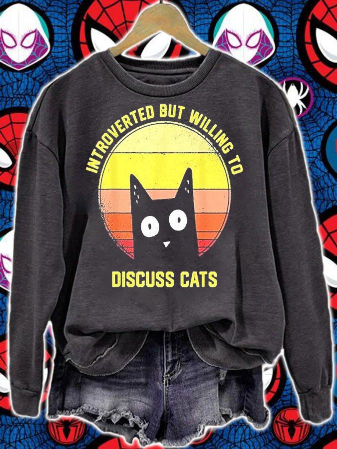 Introverted But Willing To Discuss Cats Vintage T-Shirt t-shirt sweatshirt
