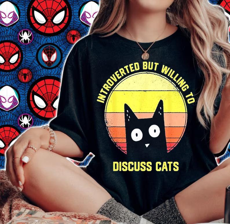 Introverted But Willing To Discuss Cats Vintage T-Shirt t-shirt woman shirt