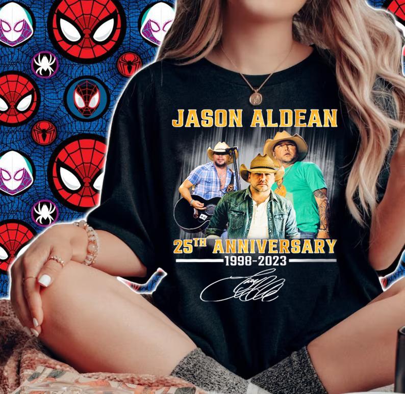 Jason Aldean 25th Anniversary 1998-2023 Signature t-shirt woman shirt