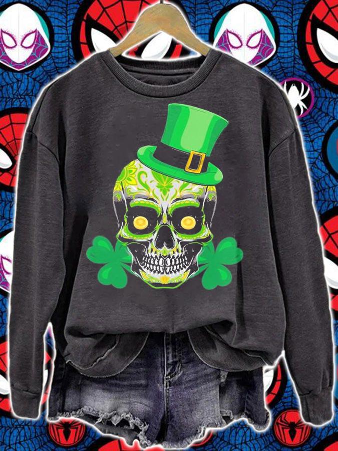 Lucky Shamrock Shirt Sugar Skull Saint Patricks Day T-Shirt t-shirt