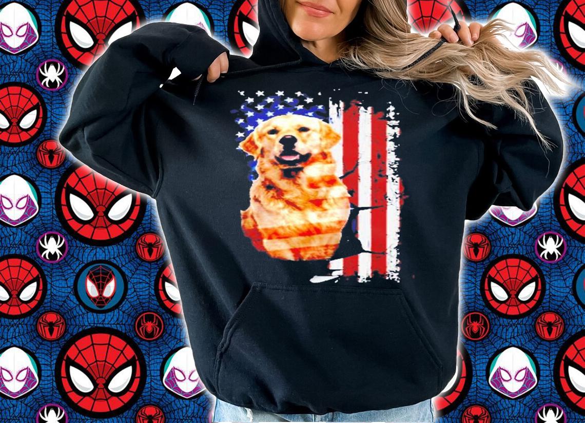 Golden Retriever Dog American Flag T-Shirt t-shirt
