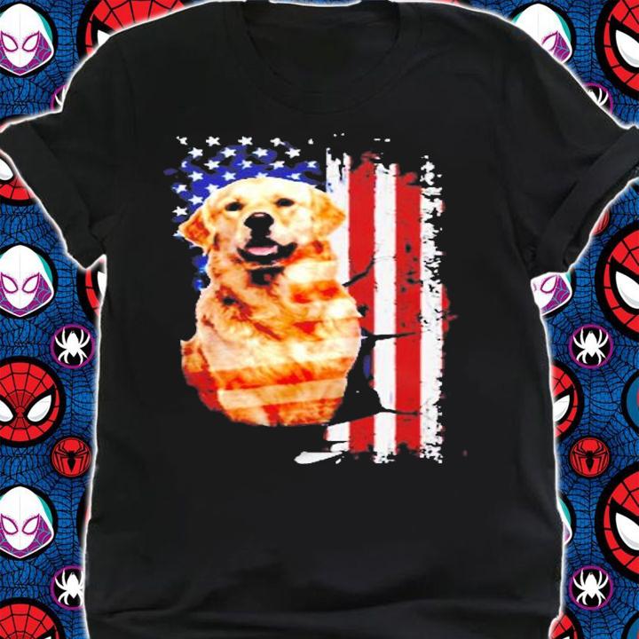 Golden Retriever Dog American Flag T-Shirt t-shirt