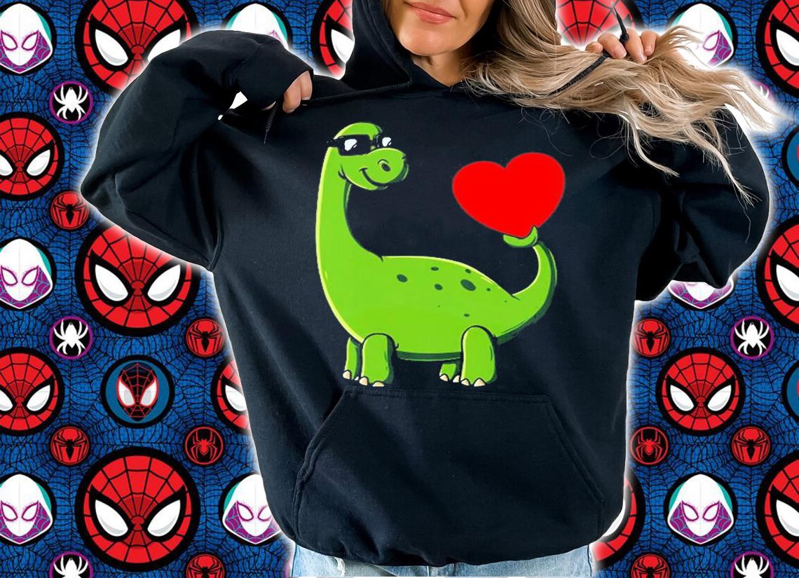 Valentines Day Dinosaur With A Heart Cute Boys Girls Kids T-Shirt t-shirt hoodie