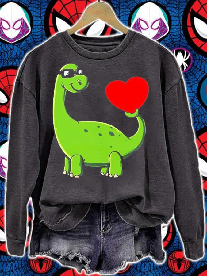 Valentines Day Dinosaur With A Heart Cute Boys Girls Kids T-Shirt t-shirt sweatshirt