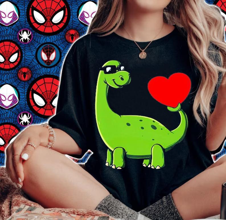 Valentines Day Dinosaur With A Heart Cute Boys Girls Kids T-Shirt t-shirt woman shirt